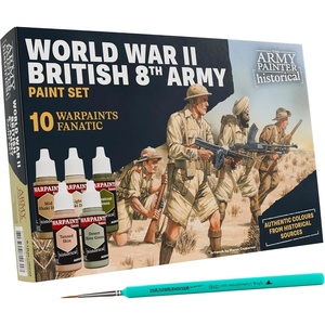 image:imageThe Army Painter Historical WWII British 8th Army Paint Set Combo 10 x 18 ml Warpaints Fanatic 9 Acrylics 1 Wash amp 1 Brush  Miniature Paint to recreate the fight across North Africa