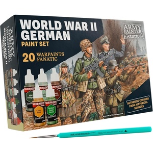 image:imageThe Army Painter Historical WWII German Paint Set Combo 20 x 18 mL Warpaints Fanatic 14 Acrylic 4 Washes 1 Effect 1 Metallic amp 1 Dipit Brush Miniature Paint to Recreate the Blitzkrieg