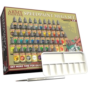 image:imageThe Army Painter Speedpaint 20 Mega Set Combo 50 Dropper Bottles of Non Toxic Acrylic Contrast Paint 18ml for Wargaming Incl 1 Paint Palette and 2 Army Painter Brushes