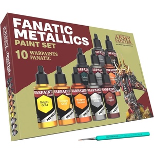 image:imageThe Army Painter Warpaints Fanatic Metallics Miniature Paint Set Combo 10 Acrylic Metallics Paints 18ml incl Gold Copper Metal Bronze Silver and 1 Dipit Brush