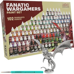 image:imageThe Army Painter Warpaints Fanatic Wargamers Set Combo 102 x 18 mL Acrylic Paints incl Metallics Washes Effects 2 Brushes amp 1 Miniature  Miniature Paint Set for DampD amp Warhammer Miniatures